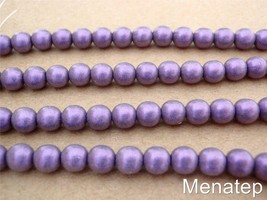 25 6mm Czech Glass Round Beads: Metallic Suede - Purple - £1.89 GBP