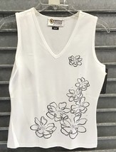 Christine Alexander  shirt tank top FITTED Size Medium sketch flowers 3367 - $726.13 MXN