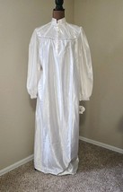 Vintage Ilise Stevens Victorian Ivory Satin Look Lined Nightgown Lace Me... - $34.99