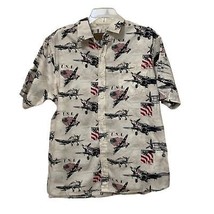 Clearwater Outfitters Cream Shirt Mens Large Airplanes America 4th of July - £18.38 GBP