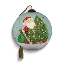 Ne'Qwa Art Santa Surprise by Karen Tye Bentley Hand-painted Glass Ornament - £33.90 GBP