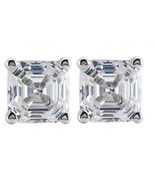 Asscher Natural Mined Diamond Studs 14k White Gold (0.87 Ct H VS2-SI1 Cl... - $2,843.63 CAD