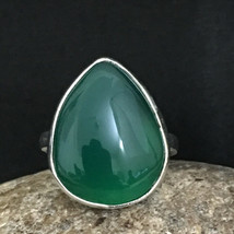 925 Sterling Silver Green Onyx Handmade Ring SZ H to Y Festive Gift RS-1185 - £31.12 GBP