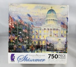 Thomas Kinkade Flags Over the Capital Shimmer Jigsaw Puzzle 750 Piece Ceaco - $11.28