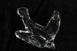 Vintage Crystal Clear Art Glass Weighted Flying Bird Nut Candy Bowl Votive - £19.34 GBP