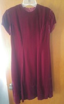 Womens Red Velvet Sexy Dress Hand Made Size Unknonw 5/6 - £31.96 GBP
