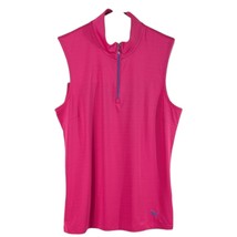 Hot Pink Collared Tank Top Large 1/4 Zip Puma Sleeveless Golf Workout Ou... - $452.37 MXN
