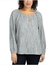 Boston Traders Womens Blouse Black Long Sleeves Relaxed Fit Side Slits K... - $39.99