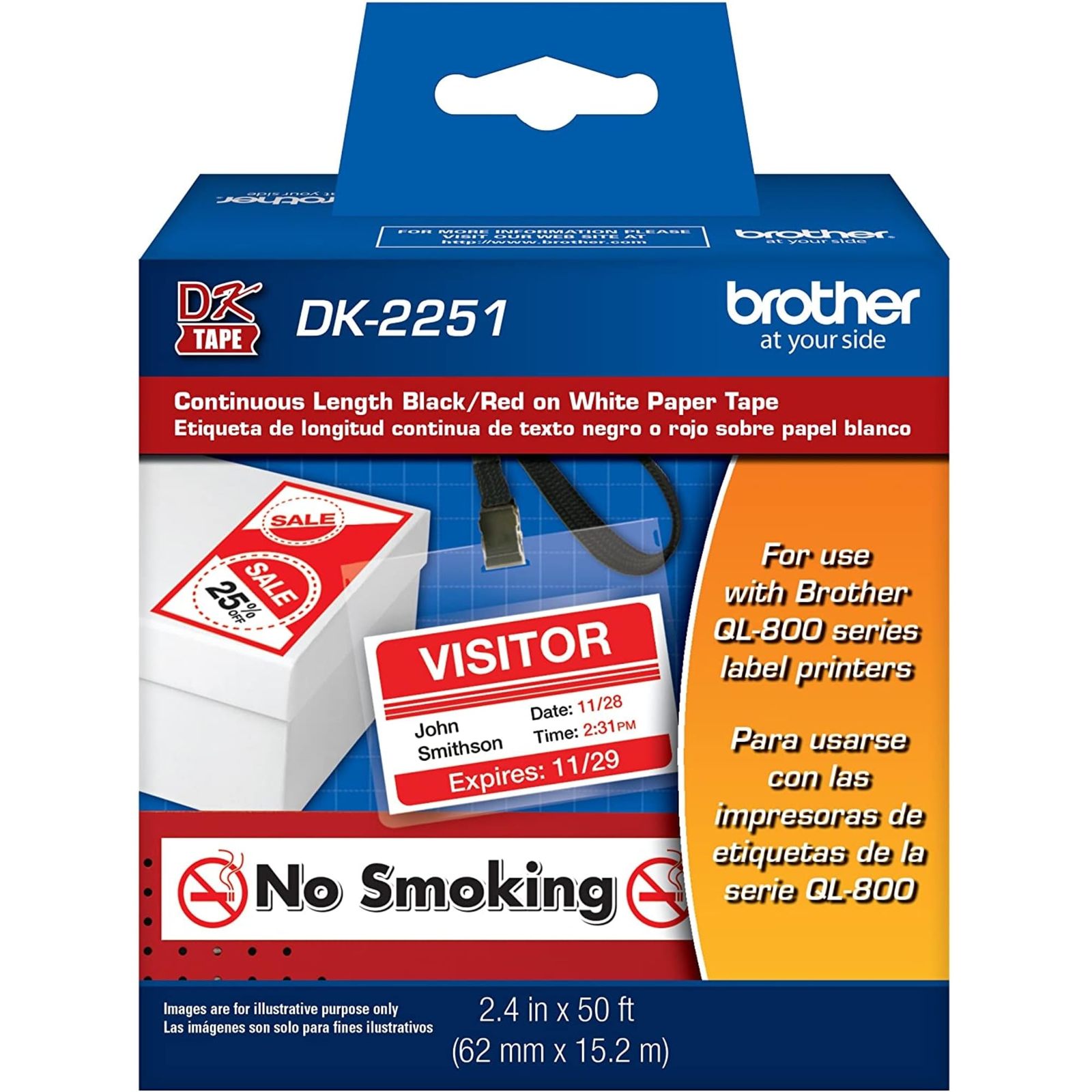 Brother Genuine DK-2251 Continuous Length Replacement Labels, Black/Red ... - $32.28+