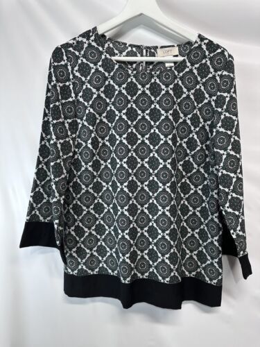 Loft Blouse Top Lightweight Popover Paisley 3/4 Sleeve Carrer Casual S - $10.17