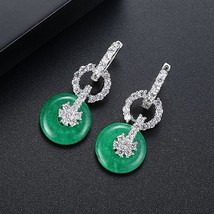 LUOTEEMI Brand Vintage Green Stone Stud Earring for Women Tiny Shining Zircon Pa - £16.89 GBP