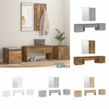 Modern Wooden Hallway Furniture Set With Hall Bench Mirror Storage Coat Rack  - £149.47 GBP+