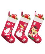 CMEECNE 3Pack Christmas Stockings Santa Snowman Reindeer Pattern Holiday... - $303.23 MXN