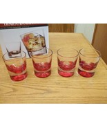 House Beautiful Double Old Fashion Drinkware ~ 4 Glasses ~ Cherry Red ~ NIB - £30.65 GBP