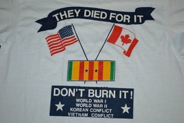 VTG 90s &quot;They Died For It&quot; American Canadian Flag War Military Shirt L D... - £5.44 GBP