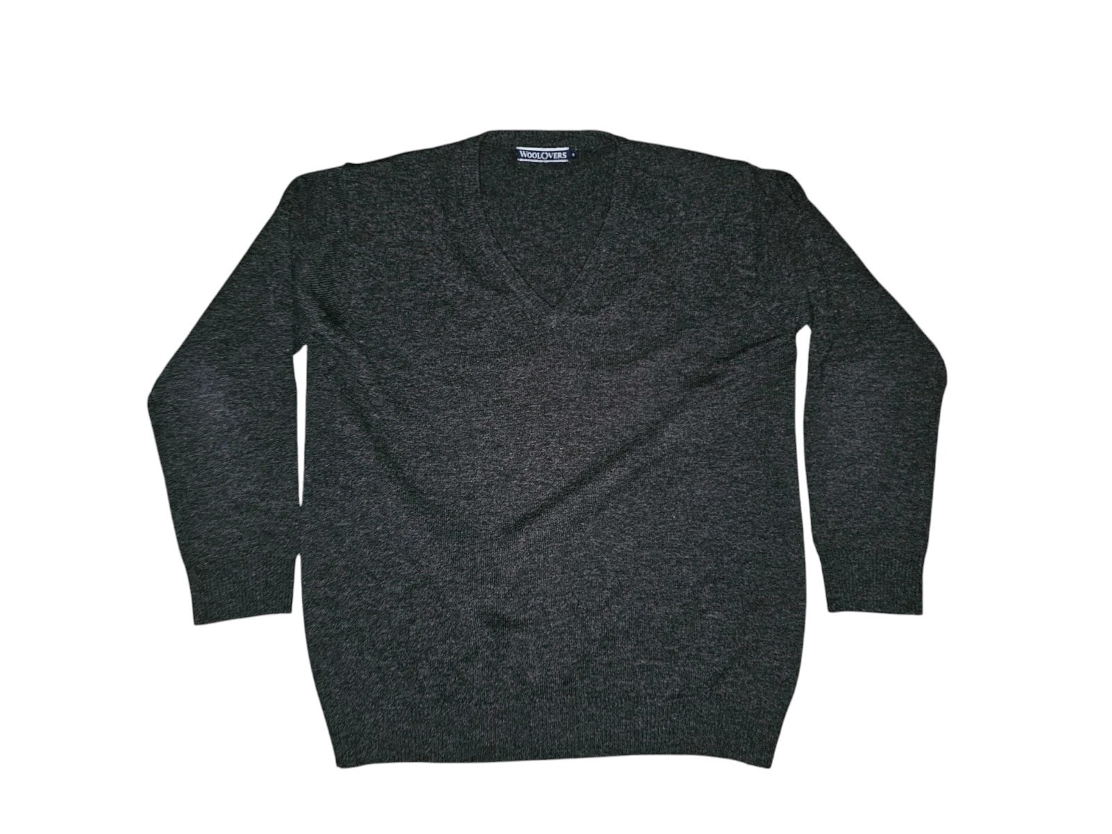 Woolovers Mens S 100% Lambs Wool Sweater V-NECK Charcoal Grey Washable - $16.15