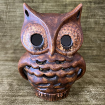 Vintage 1970s Ceramic Owl Hand Painted Glazed Table Decor Mid Century Brown - $35.00