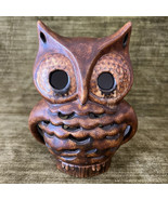 Vintage 1970s Ceramic Owl Hand Painted Glazed Table Decor Mid Century Brown - $47.54 CAD