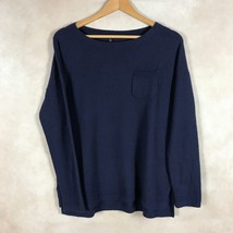 TALBOTS Soft Wool Blend Dark Purple Drop Shoulder Sweater Size Large - £10.27 GBP