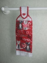 Love You Meow with Red Heart Button Hanging Towel - $3.50
