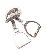 Authentic! Hermes Sterling Silver Double Stirrup Brooch Pin - $2,750.00