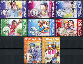 Botswana 2016. Botswana 50 Years of Progress (MNH OG) Set of 8 stamps - £6.63 GBP