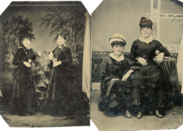 Twin Girls Tintype Photograph Sisters Hand Colored - £25.70 GBP