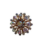 Vintage Costume  Aurora Borealis  &quot;Rhinestone&quot; Gold Brooch Pin Jewelry - $15.20