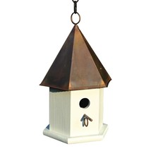 White Wood Songbird Birdhouse with Brown Copper Roof - £165.89 GBP
