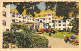 Hotel St Catherine &amp; Grounds Santa Catalina Island California 50s linen postcard - £5.08 GBP