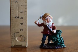 Vintage Christmas Village Gnome Resin Figurine Taiwan Axe Pine Tree 2.25&quot; - $10.00