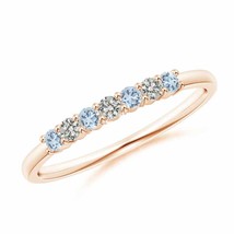 ANGARA Half Eternity Seven Stone Aquamarine and Diamond Wedding Band in Gold - £394.88 GBP