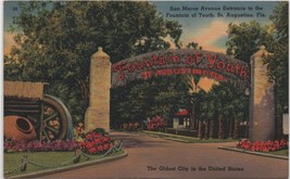 Vintage Fountain of Youth Entrance St. Augustine FL Postcard, Postmarked 1956 - £4.30 GBP
