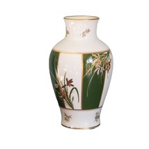 Okura Vase Franklin Mint Porcelain The Noble Orchid w/ Coa Green Vintage 1977 - £60.14 GBP