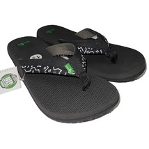 Sanuk Flip Flops Mens Black Canvas Sandals Comfort Slipper Beer Cozy Light Funk - £52.66 GBP