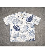 Vintage Crazy Shirts Hawaiian Mens Large White Blue Poloo Palm Tribal Co... - $21.99