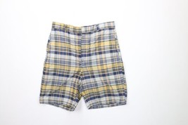 Vintage 50s Streetwear Mens Size 30 Distressed Flat Front Chino Shorts Plaid USA - £54.47 GBP