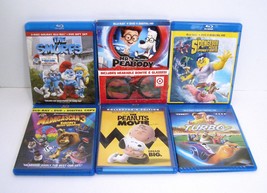 The SpongeBob Movie, The Smurfs, The Peanuts, Turbo Blu-ray Lot of 6 - £23.47 GBP