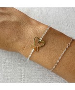 925 Sterling Silver and 18k gold plated Butterfly charm bracelet.  - £23.23 GBP