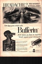1954 BUFFERIN ASPIRIN MEDICAL HEALTH HEADACHE COLD PAIN BRISTOL-MYERS AD b5 - £16.91 GBP