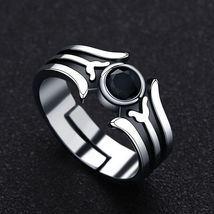  online kirigaya kazuto black enamel rings for men women trendy silver color adjustable thumb200