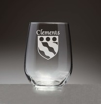 Clements Irish Coat of Arms Stemless Wine Glasses (Sand Etched) - £54.38 GBP