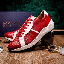 Lyon II Genuine Ostrich and Calfskin Fashion Sneaker Red / White image 10