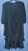 Vintage Black Flowing Sparkle Accordion Pleat Dress 22W Witchy Gothcore ... - £27.16 GBP