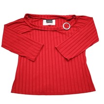 JKLA California Shirt Womens M Red Long Sleeve Boat Neck Stretch Pullover - £15.84 GBP
