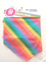 Celebrate Pride M/L dog bandana Rainbow Stripe Neckerchief Pet Apparel - $7.24