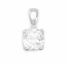 2.30 Ct Cushion Cut 8mm Created Diamond Solitaire Pendant 14K White Gold Over - £48.01 GBP