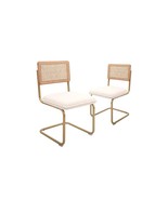 CangLong Mid-Century Modern Rattan Chairs Upholstered Fleece Seat Armles... - $139.82