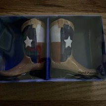 Western Texas Flag Boots Salt and Pepper Shakers Set by St. Nicholas Square NEW - £18.49 GBP