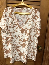 Floral Print V Neck Top, Elegant Short Sleeve Top For Spring &amp; Summer,  - $10.00